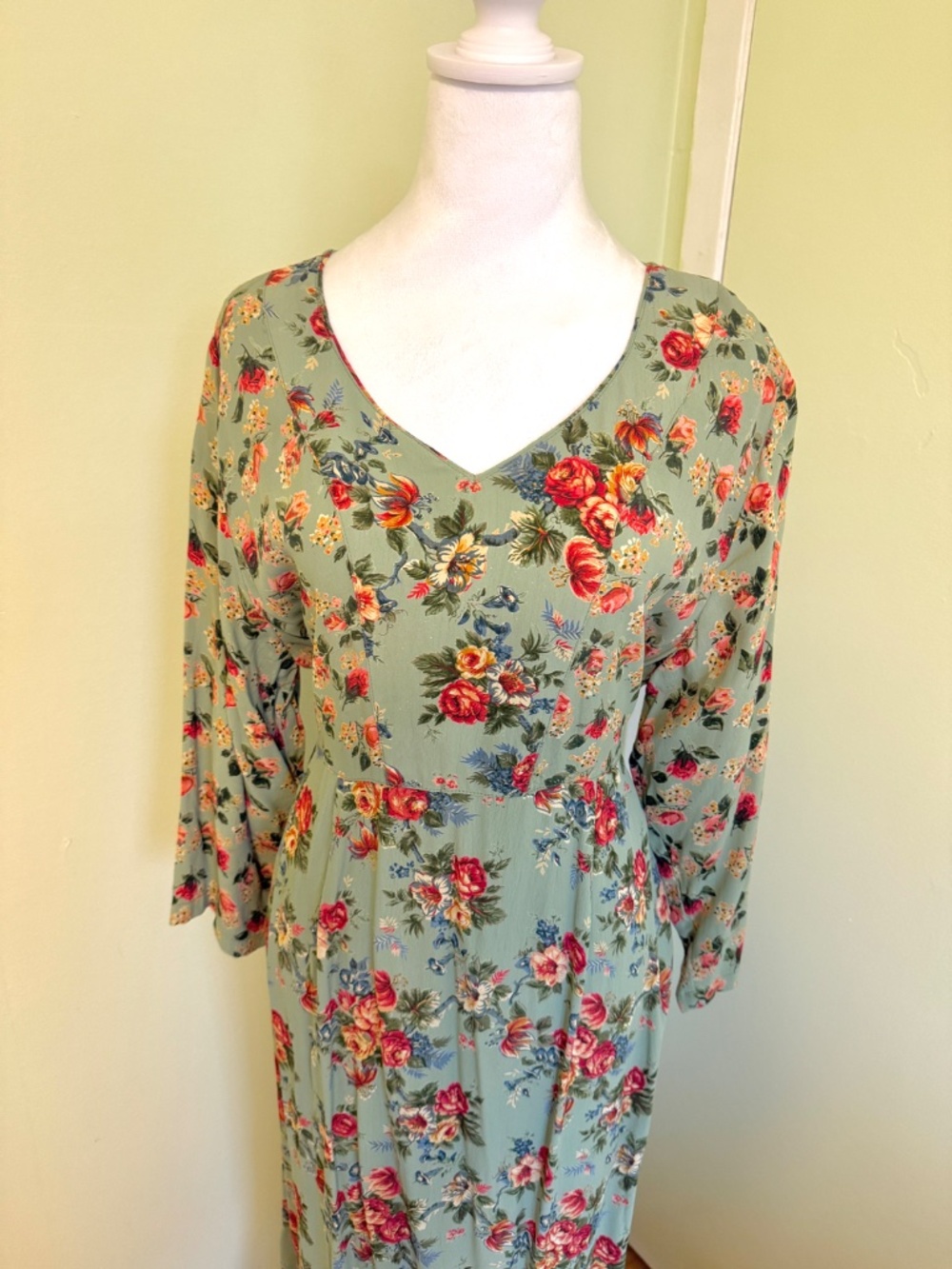 April Cornell Floral Green Dress Size L - Picture 3 of 6